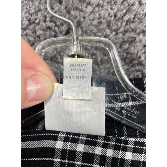 St John's Bay Popover Shirt Women Large Black White Windowpane Check Side Button - Picture 3 of 16